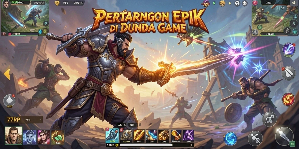 Screenshot menunjukkan pertarungan seru antara dua karakter di arena.