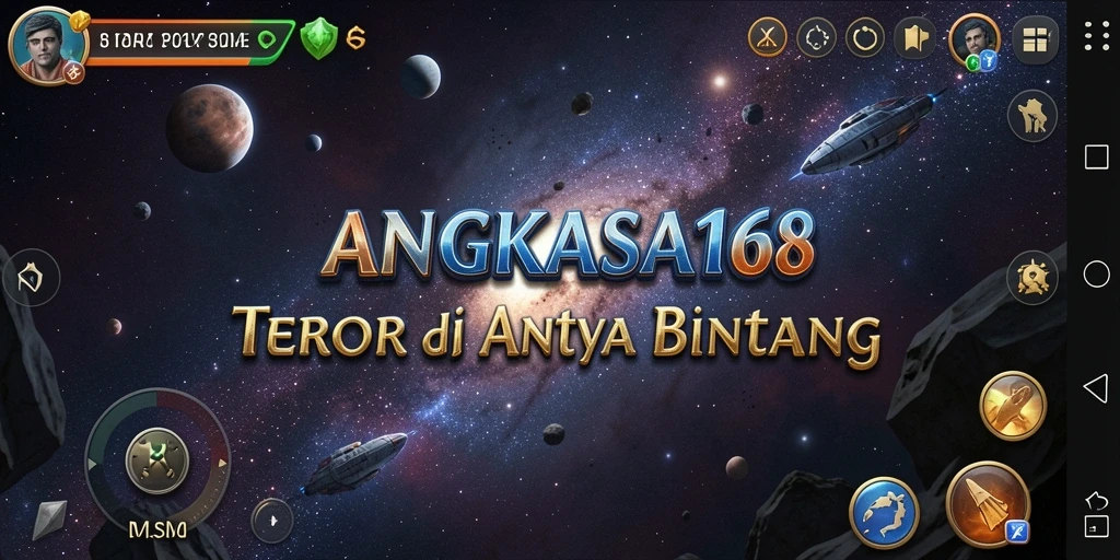 Tangkapan layar menampilkan gameplay menyeramkan ANGKASA168 dengan suasana luar angkasa.