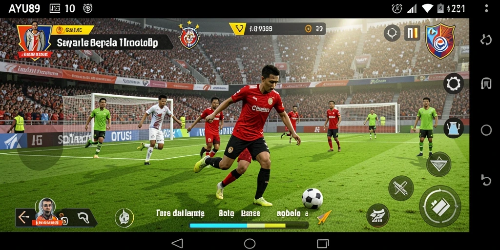 Tampilan gameplay AYU89 dengan aksi sepak bola yang mendebarkan.