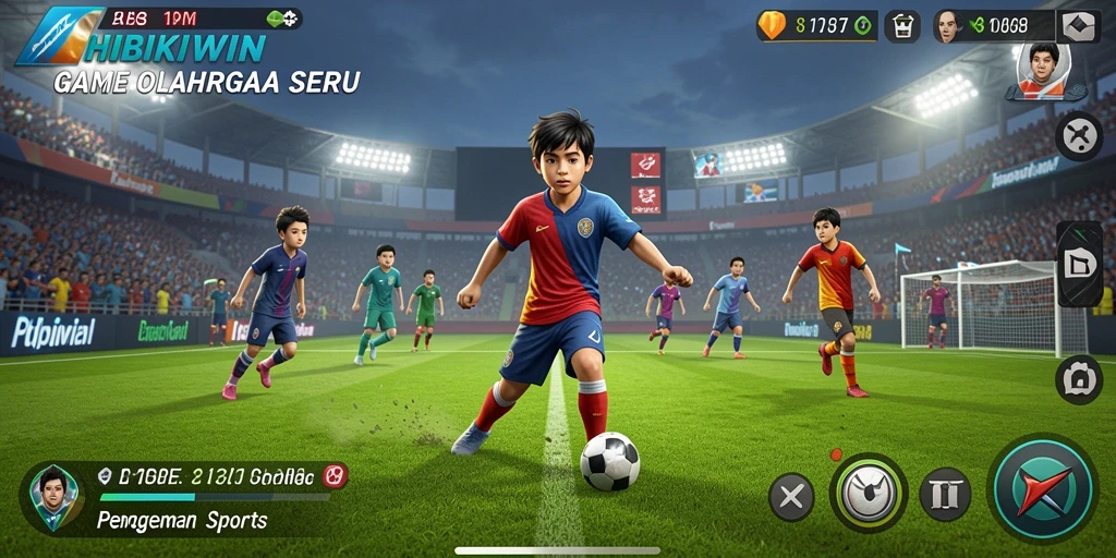 Screenshot HIBIKIWIN menampilkan aksi seru dalam permainan olahraga.