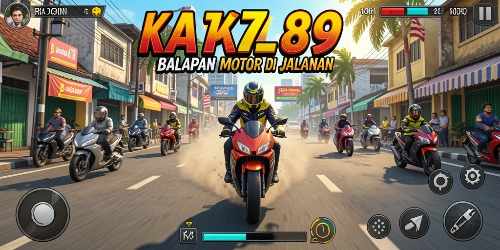 Gameplay balapan motor yang seru dan menegangkan.