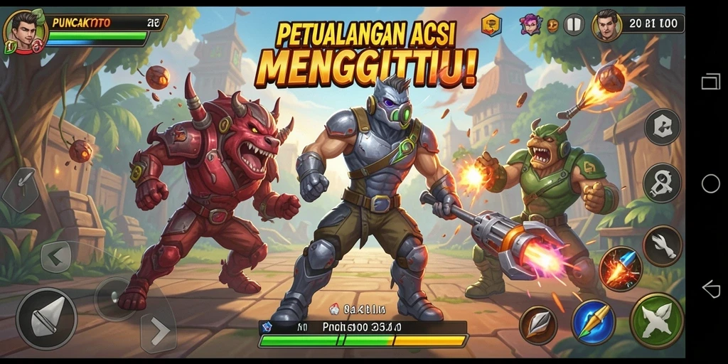 Screenshot PUNCAKTOTO menampilkan pertarungan epik dalam gameplay action.