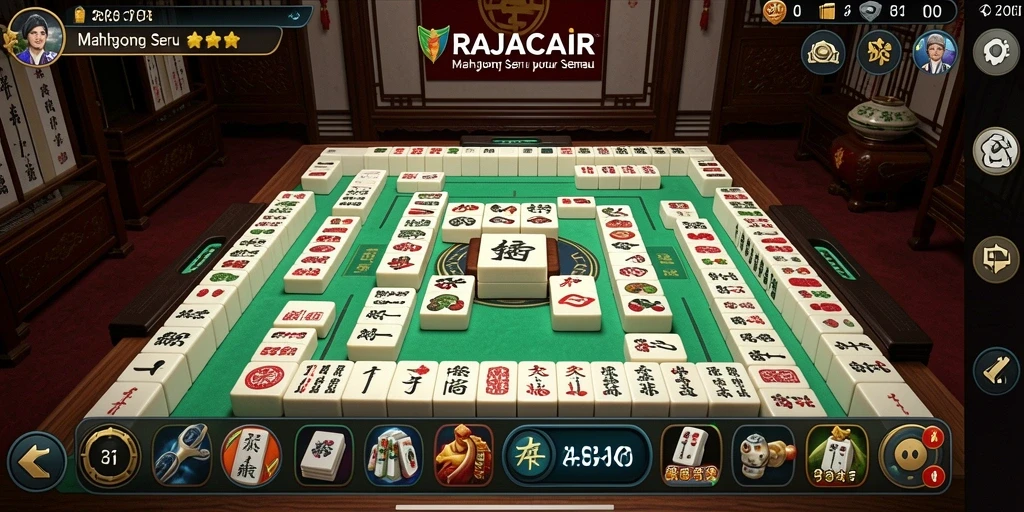 Tampilan antarmuka menarik dalam permainan Mahjong RAJACAIR.