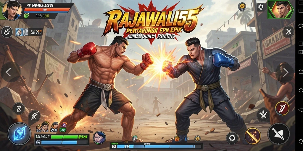Gameplay pertarungan seru di RAJAWALI55 dengan karakter unik.